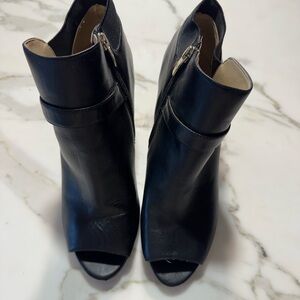 Marc Fisher Black Peep-Toe Ankle Booties with Side Zipper